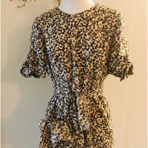Vintage LOUIS FERAUD Dress, Silk Dress, Coffee Bean Print, Barista, Espresso